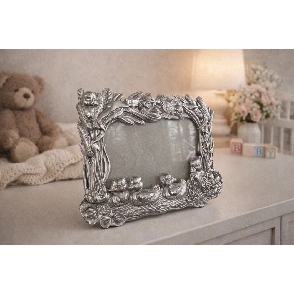 Vintage Ducklings Picture Frame Nature Baby Ducks Bow Nursery Decor Cottagecore